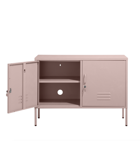 The Oxford  - Side Table/TV Stand Storage Locker In Light Pink