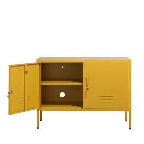 The Oxford  - Side Table/TV Stand Storage Locker In Mustard