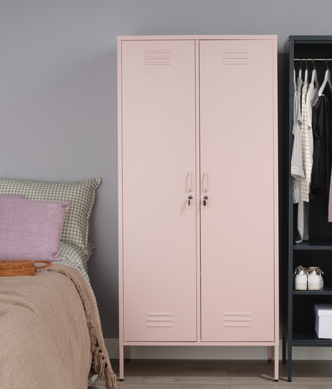 The Chelsea - Tall Double Door Storage Locker In Light Pink