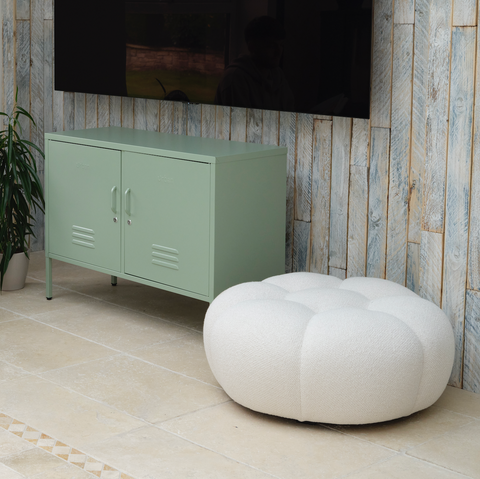 The Oxford  - Side Table/TV Stand Storage Locker In Sage