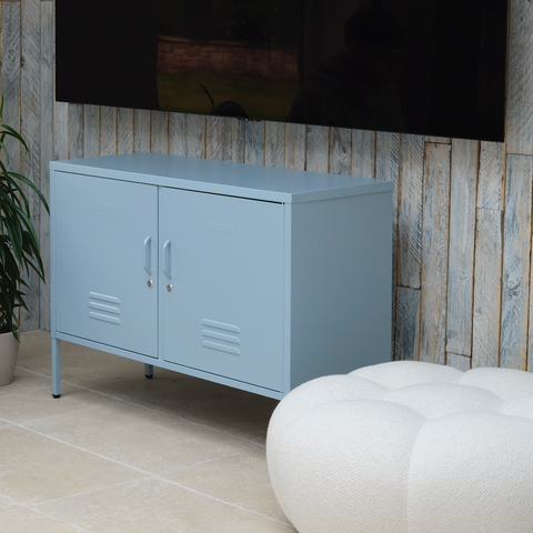 The Oxford  - Side Table/TV Stand Storage Locker In Sky Blue