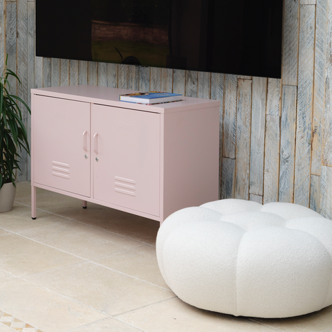 The Oxford  - Side Table/TV Stand Storage Locker In Light Pink