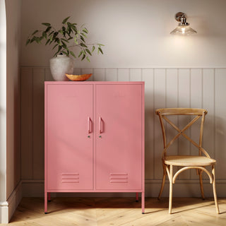 The Fulham metal storage locker with 2 doors, in flamingo pink