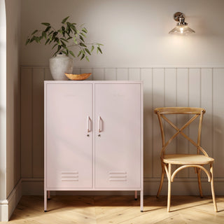 The Fulham metal storage locker with 2 doors, in light pink