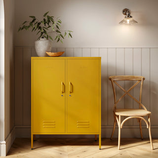 The Fulham metal storage locker with 2 doors, in mustard yellow