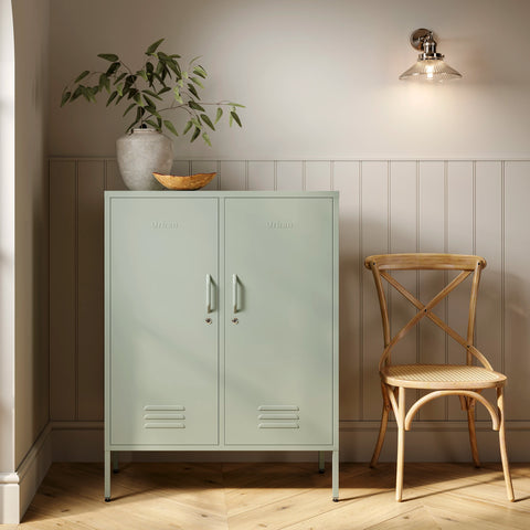 The Fulham metal storage locker with 2 doors, in sage green