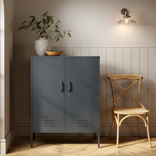 The Fulham metal storage locker with 2 doors, in slate grey