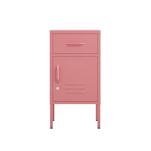 Bedside table locker with one draw and one cupboard in flamingo pink 