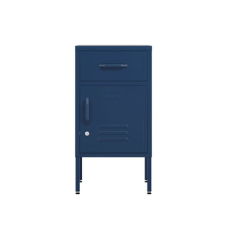 one door, one drawer bedside table metal locker in navy blue 