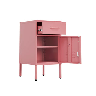 one door, one draw both open bedside table locker in flamingo pink