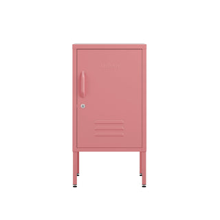 The Camden metal bedside table storage locker in flamingo pink 