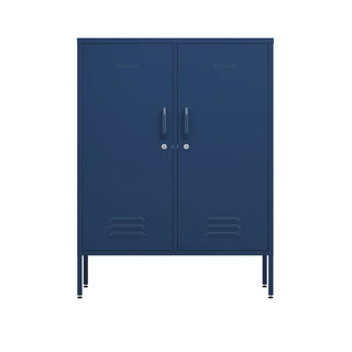 the fulham two door metal storage locker in navy blue 