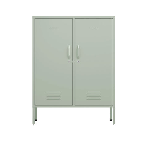 The fulham two door metal storage locker in sage green 