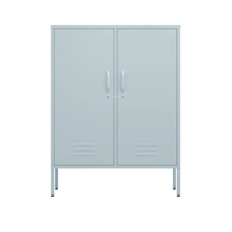 The Fulham two door metal storage locker in sky blue