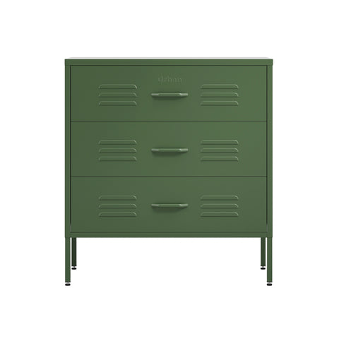 the lambeth three drawer metal storage locker in forest green 