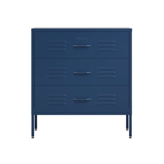 the lambeth 3 three drawer metal storage locker in navy blue 