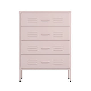 The harrow four drawer metal storage locker in light pink 