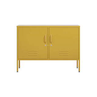 the oxford sideboard metal locker in mustard yellow