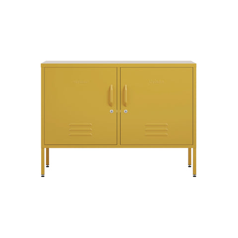 the oxford sideboard metal locker in mustard yellow