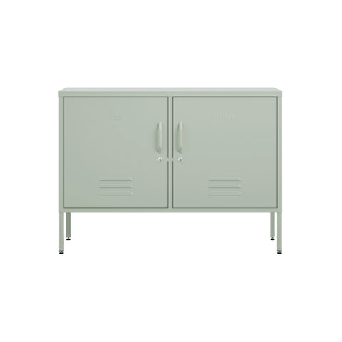 The Oxoford metal side table locker in sage green 