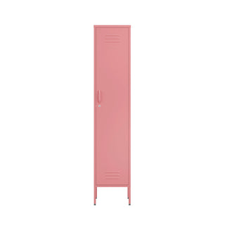 the bexley single door metal wardrobe locker in flamingo pink 