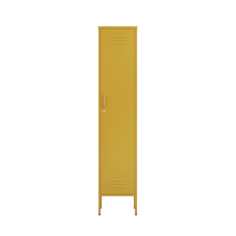 The Bexley single door metal wardrobe locker in mustard yellow