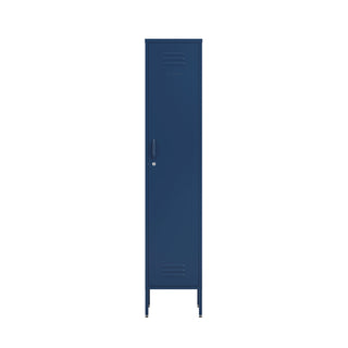 the bexley single door metal wardrobe locker in navy blue