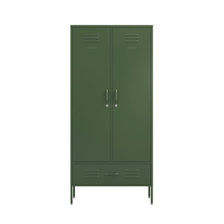 two door, one drawer metal wardrobe locker in forest green 