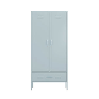 two door wardrobe locker with drawer below in sky blue 