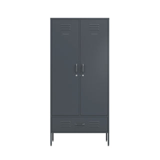 two door, one drawer metal wardrobe locker in slate grey 