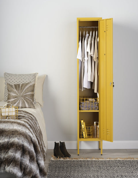 The Bexley - Tall Single Door Storage Locker In Mustard - Urban Lockers