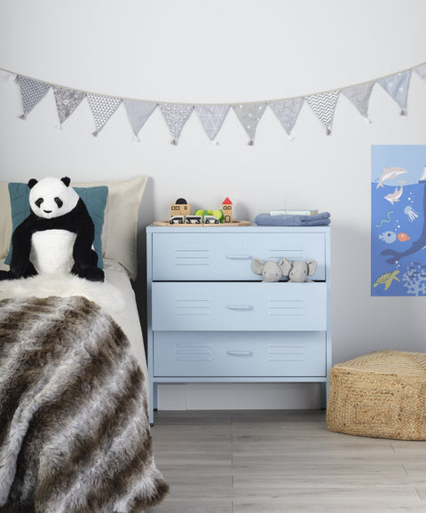 The Lambeth - Industrial Style Metal Drawers In Sky Blue - Urban Lockers