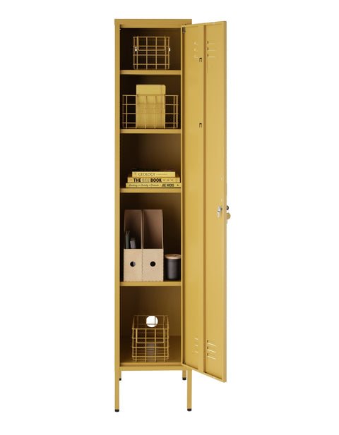 The Bexley - Tall Single Door Storage Locker In Mustard - Urban Lockers